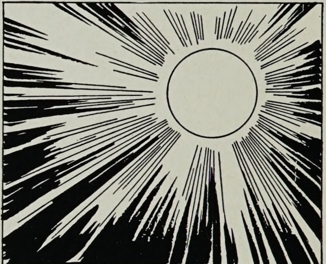 An illustration of the sun as a circle with lines radiating out to represent light